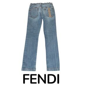 Authentic Fendi Luxury designer kids signature denim jeans sz 8